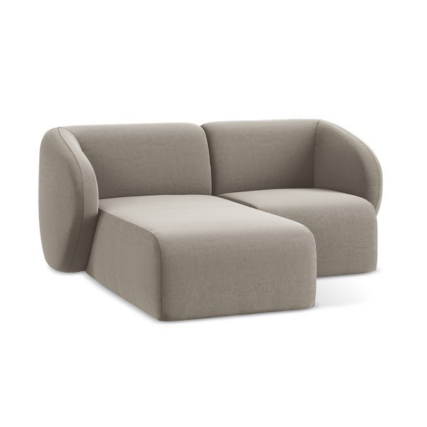 Gaiši brūns samta stūra dīvāns (ar kreiso stūri/ar zvilni) Lani – Makamii-image-4