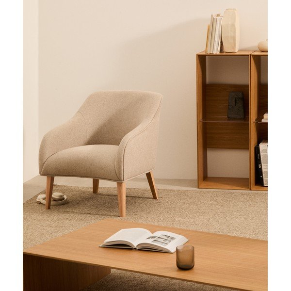Bēšs atpūtas krēsls Bobly – Kave Home-image-1