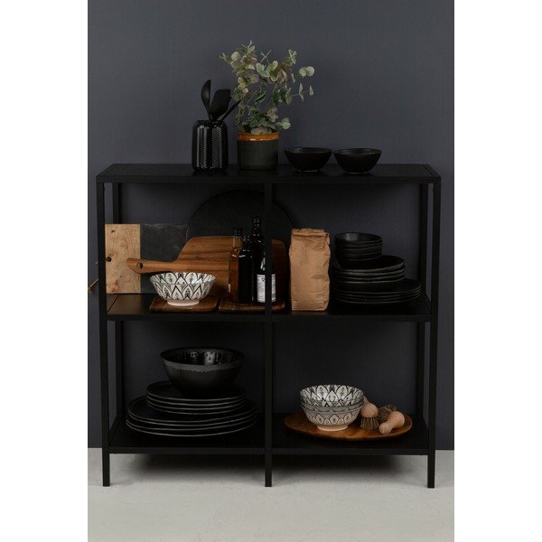 Melns metāla plaukts Canett Lite, platums 100 cm-image-1