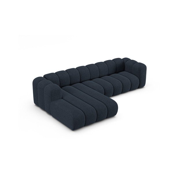 Tumši zils stūra dīvāns no šenila auduma (ar kreiso stūri/ar zvilni) Lupine – Micadoni -image-2