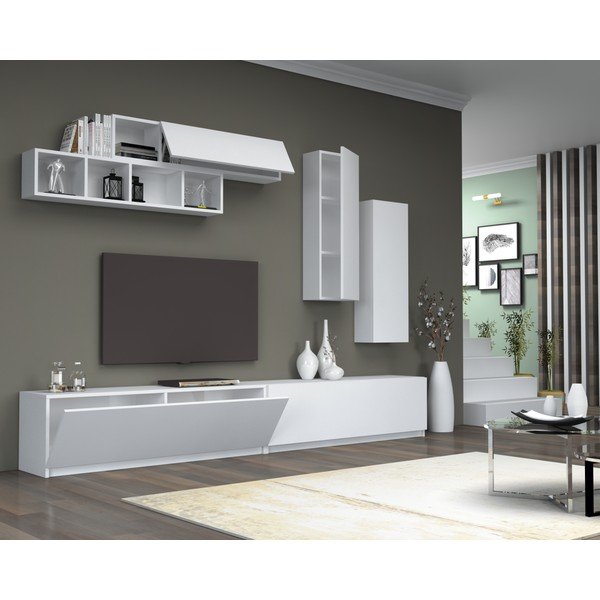 Balts TV galds 140x40 cm Dona – Gauge Concept-image-1