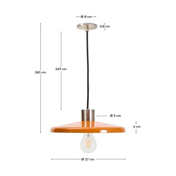 Oranža piekaramā lampa ar metāla abažūru Nuvira – Kave Home-image-3
