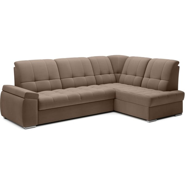 Brūns samta salokāms/ar uzglabāšanas vietu stūra dīvāns (ar labo stūri/L veida) Sado – ELTAP-image-2