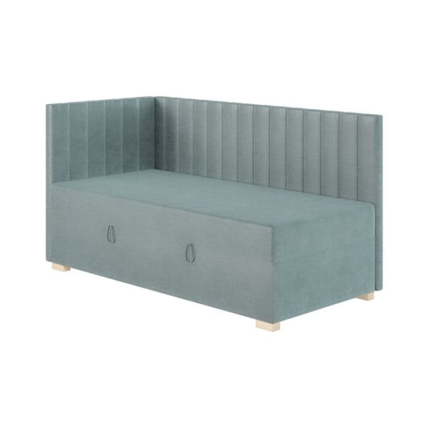 Zila stūra bērnu gulta ar veļas kasti ar matraci 90x200 cm Snugi – Ghado-image-3