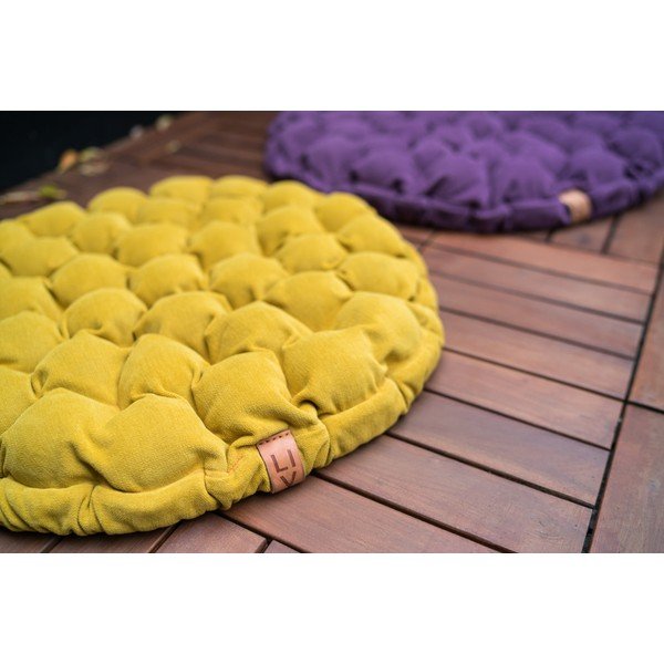 Zili pelēks sēdekļa spilvens ar masāžas bumbiņām Linda Vrňáková Bloom, Ø 75 cm-image-3