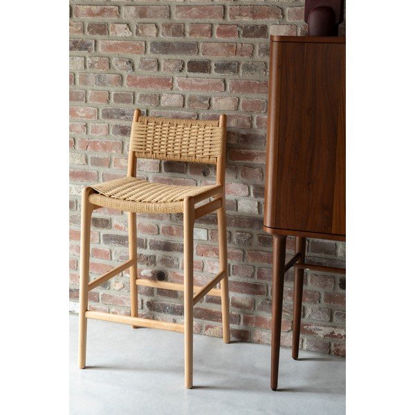 Gaiša dabīga toņa dižskābarža masīvkoka bāra krēsls (sēdekļa augstums 67,5 cm) Cecile – Dutchbone-image-1