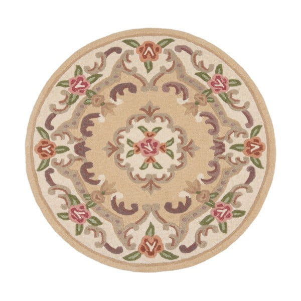 Bēšs vilnas paklājs Flair Rugs Aubusson, ⌀ 120 cm