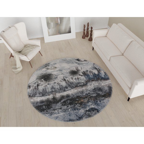 Pelēks mazgājams apaļš paklājs ø 80 cm – Vitaus-image-1