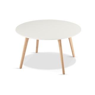 Balts kafijas galdiņš ar ozolkoka kājām Furnhouse Life, Ø 80 cm