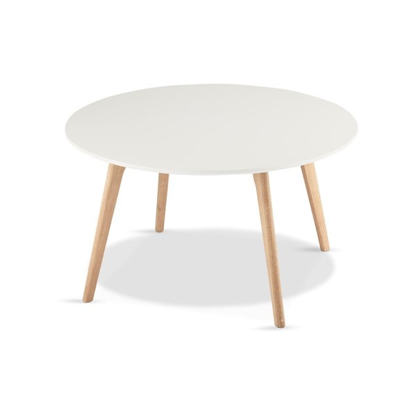 Balts kafijas galdiņš ar ozolkoka kājām Furnhouse Life, Ø 80 cm