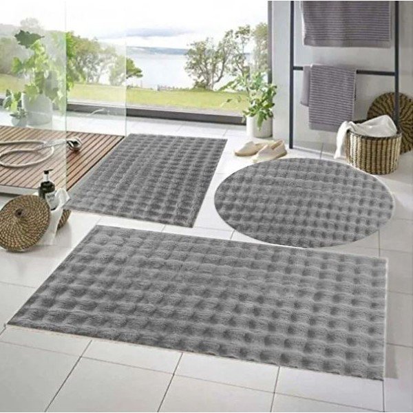 Pelēki vannas istabas paklājiņi (3 gab.) 60x100 cm Powder – Mila Home