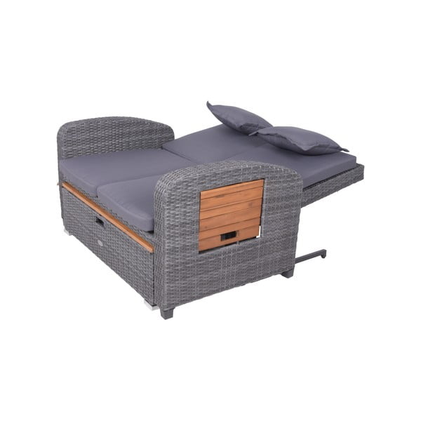 Pelēks mākslīgās rotangpalmas dārza dīvāns Bari – Garden Pleasure-image-4