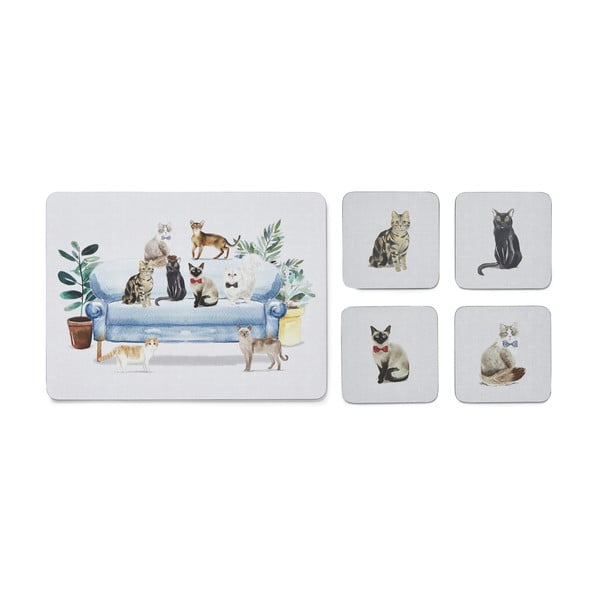 Galda un dzērienu paliktņu komplekts (8 gab.) Curious Cats – Cooksmart ®-image-3