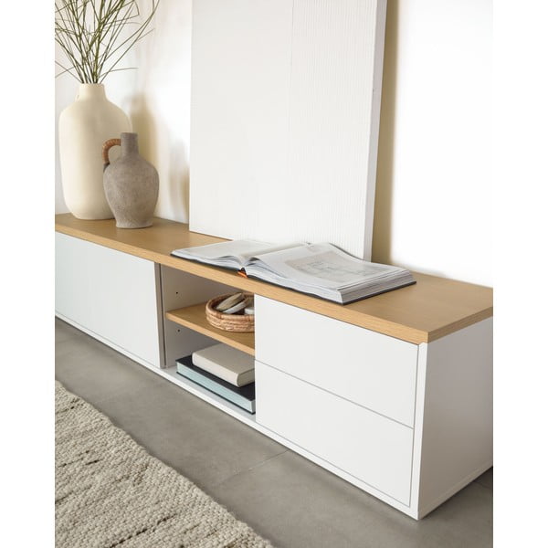 Balts TV galdiņš 200x44 cm Abilen – Kave Home-image-1