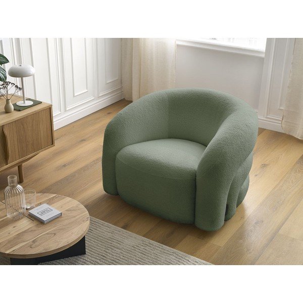 Zaļš grozāms atpūtas krēsls no buklē auduma Elina – Bobochic Paris-image-1