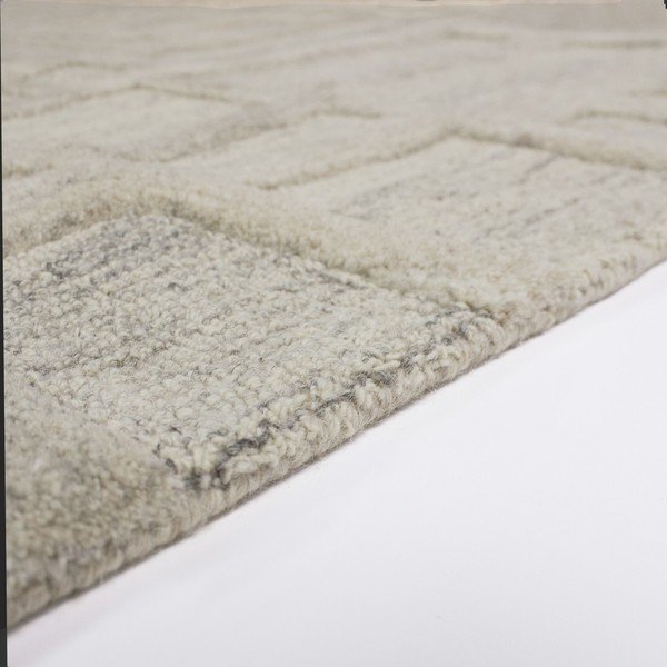 Pelēkbēšs ar rokām darināts vilnas paklājs 140x200 cm Elva  – Flair Rugs-image-3