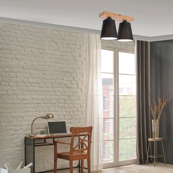 Melna griestu lampa ar auduma abažūru ø 15 cm Lula – LAMKUR-image-2