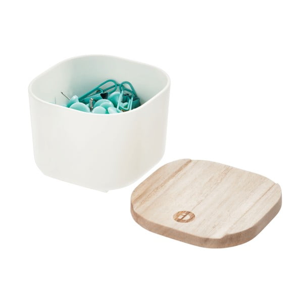 Balta uzglabāšanas kaste ar vāku no paulovnijas koka iDesign Eco, 9 x 9 cm-image-3