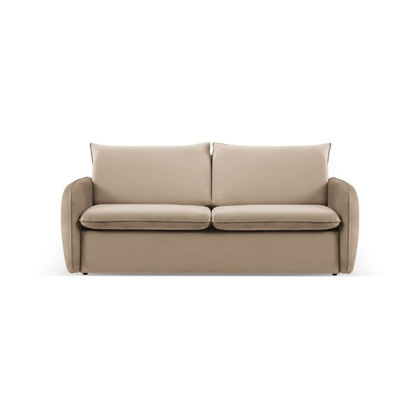 Bēšs samta izvelkamais dīvāns 214 cm Vienna – Cosmopolitan Design