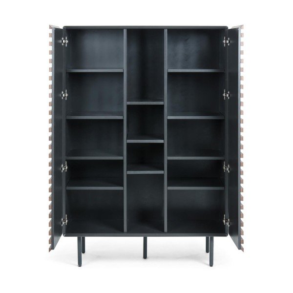 Melns/dabīga toņa skapītis ar riekstkoka imitāciju 105x155x40 cm Kesia – Kave Home-image-3