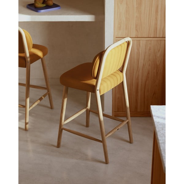 Sinepju dzeltens bāra krēsls (sēdekļa augstums 66 cm) Helda – Kave Home-image-2