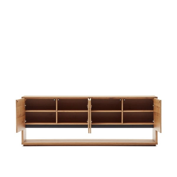 Dabīga toņa zema kumode ar ozolkoka imitāciju 200x74 cm Alguema – Kave Home-image-2