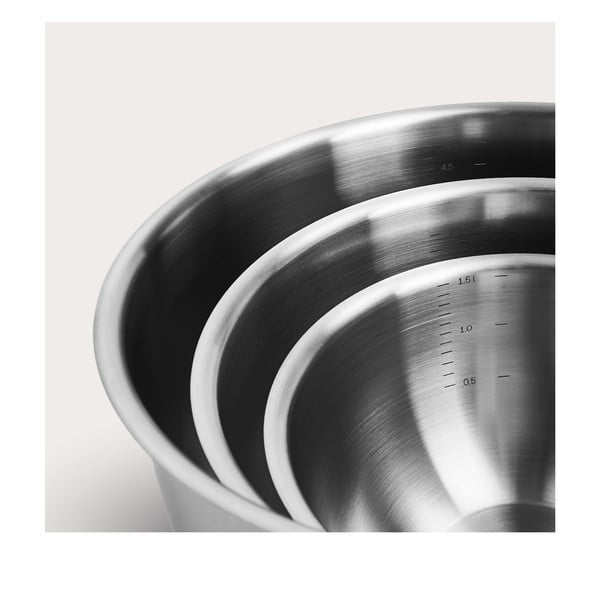 Sudraba krāsas nerūsējošā tērauda bļodas (3 gab.) ø 24 cm Lucca 3.0 – FABINI-image-1