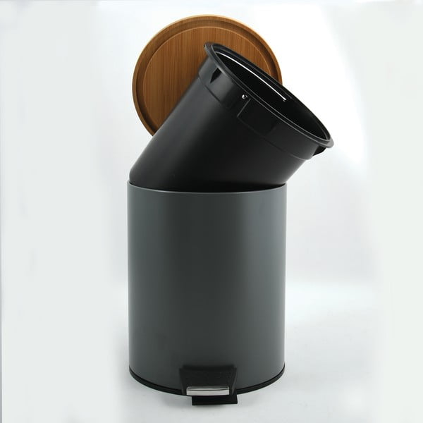 Tumši pelēka tērauda atkritumu tvertne ar pedāli 5 l   Adonis – Spirella-image-2