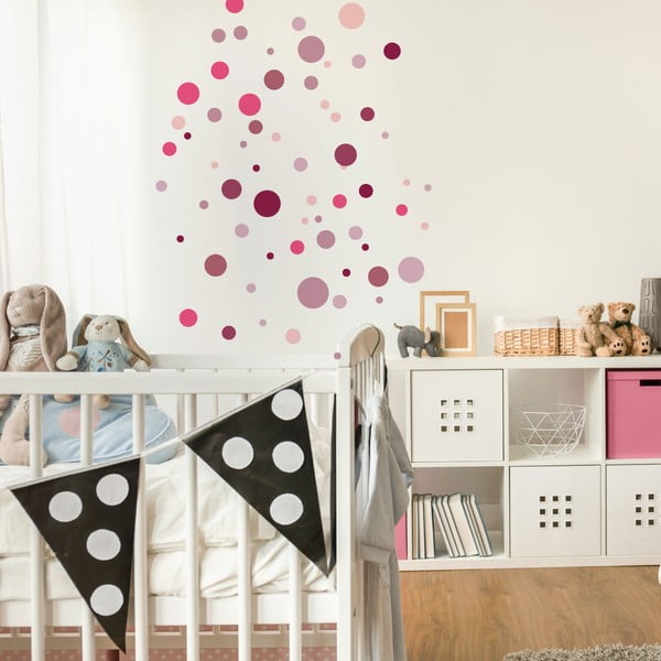 Komplekts ar 100 rozā sienas uzlīmēm Ambiance Round Stickers-image-3