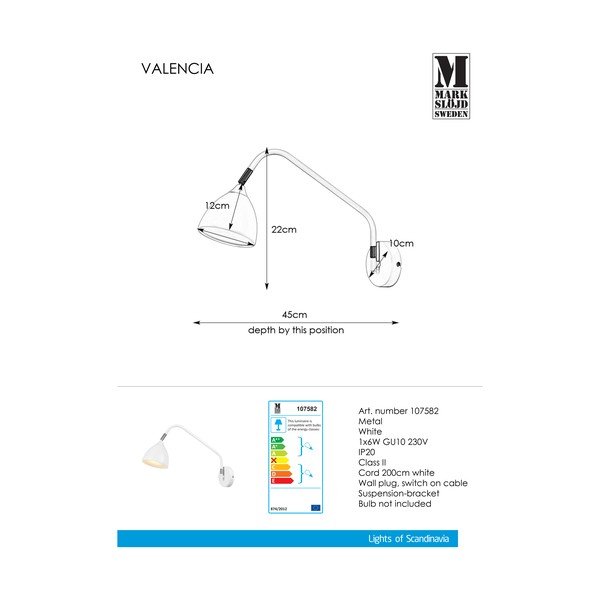 Balta sienas lampa Markslöjd Valencia-image-2