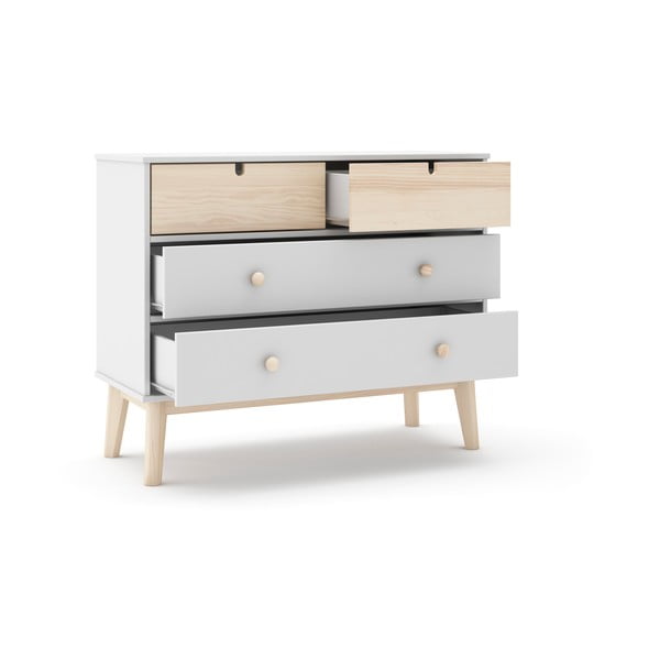 Balta zema bērnu kumode 100x81 cm Estefania – Marckeric-image-4