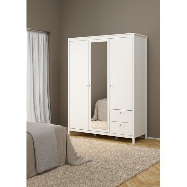 Balts drēbju skapis ar spoguli 150x199x58 cm Madrid – Tvilum-image-3
