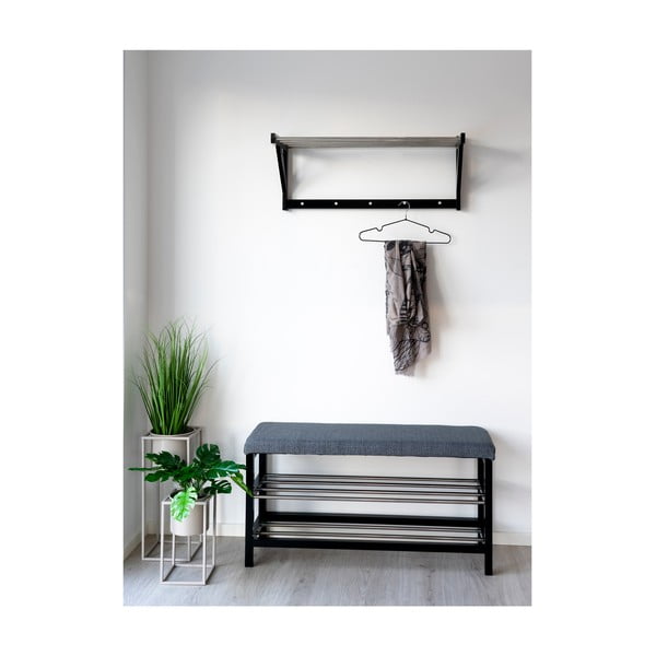 Pelēks apavu plaukts ar soliņu Padova – House Nordic-image-1