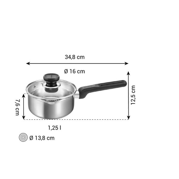 Nerūsējošā tērauda kastrolis ar vāku piemērots indukcijas plītij 1,25 l Brava – Tescoma-image-4
