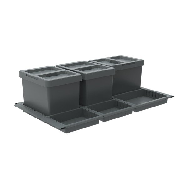 Pelēka atkritumu šķirošanas/iebūvēta plastmasas atkritumu tvertne 3x12 l Metropolis Flip-up – Elletipi