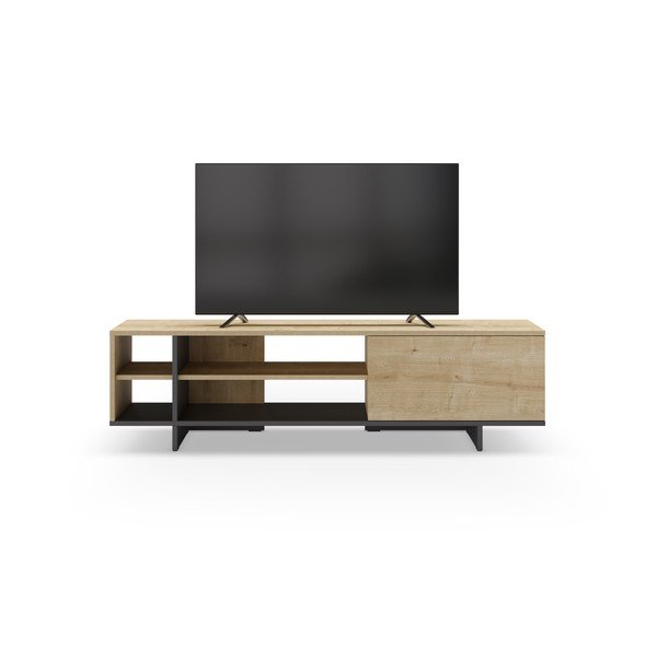 Dabīga toņa TV galdiņš ar ozolkoka imitāciju 160x44 cm Cequoia – Marckeric-image-3