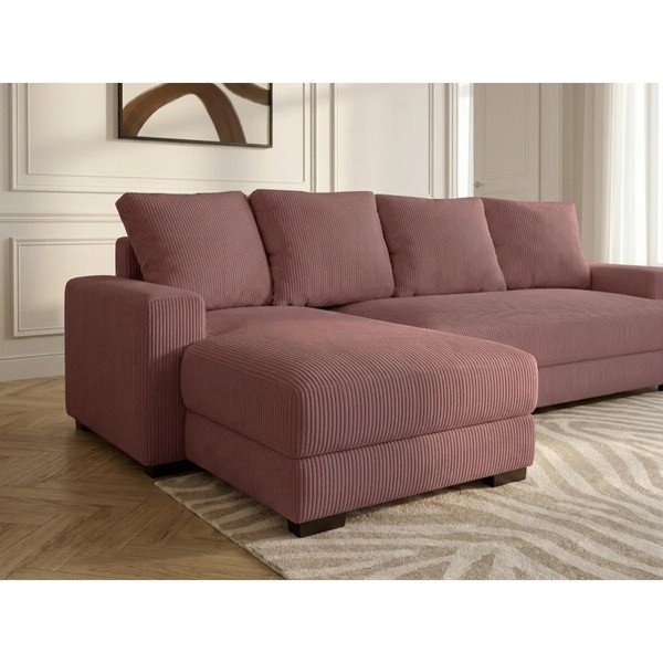 Rozā velveta salokāms/ar uzglabāšanas vietu stūra dīvāns (ar kreiso stūri/ar zvilni) Campi – Bobochic Paris-image-4