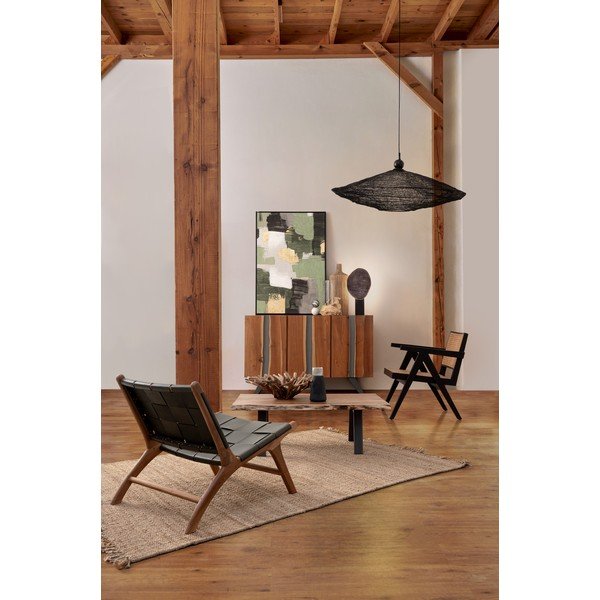 Melns/dabīga toņa žurnālgaldiņš ar akācijas koka galda virsmu 65x115 cm Aron – Bizzotto-image-4