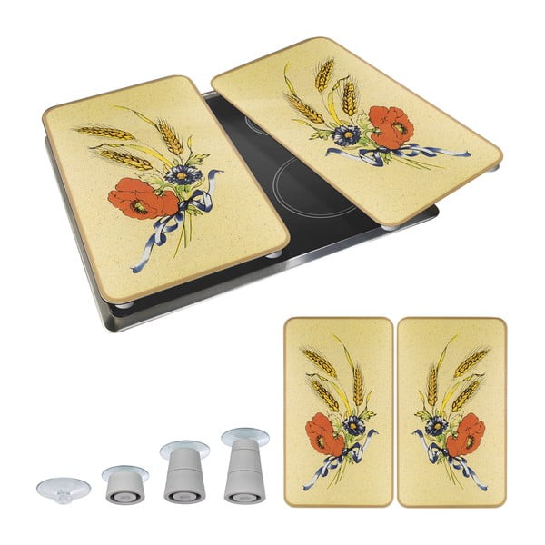 Aizsargplāksnes plītij no rūdīta stikla (2 gab.) 52x30 cm Corn-Flowers – Maximex-image-2