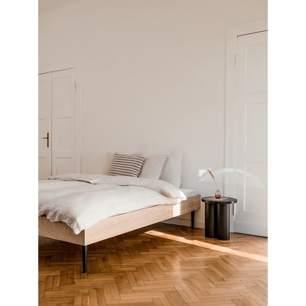 Melna divvietīga gulta no skaidu plāksnēm bez galvgaļa ar redelēm 160x200 cm Streiko – noo.ma-image-1