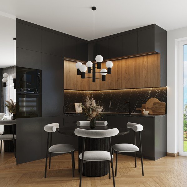 Melna piekaramā lampa ar stikla abažūru Orbital – Sollux-image-1