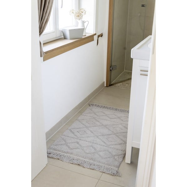 Pelēks organiskās kokvilnas vannas istabas paklājs Wenko Urla, 60 x 90 cm-image-1