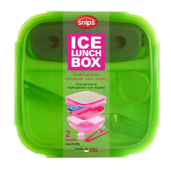 Zaļa pusdienu kaste ar galda piederumiem un dzesētāju Snips Lunch, 1,5 l-image-3