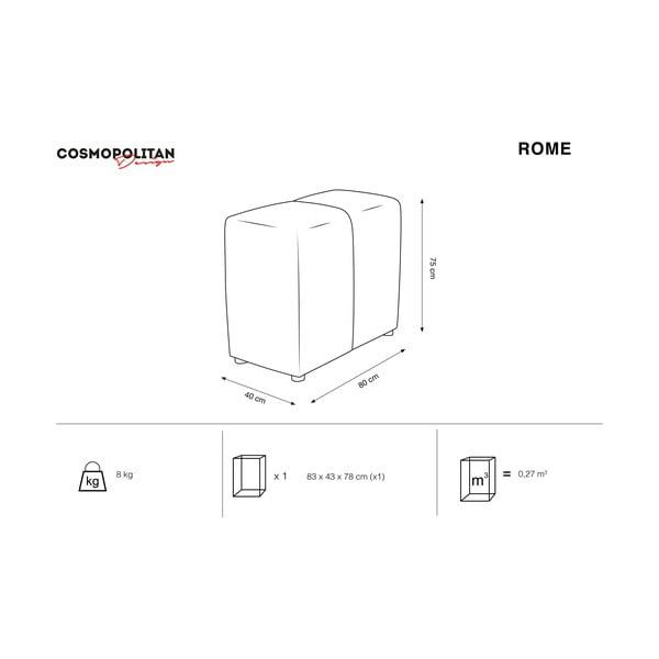 Pelēka samta atzveltne modulārajam dīvānam Rome Velvet – Cosmopolitan Design -image-3