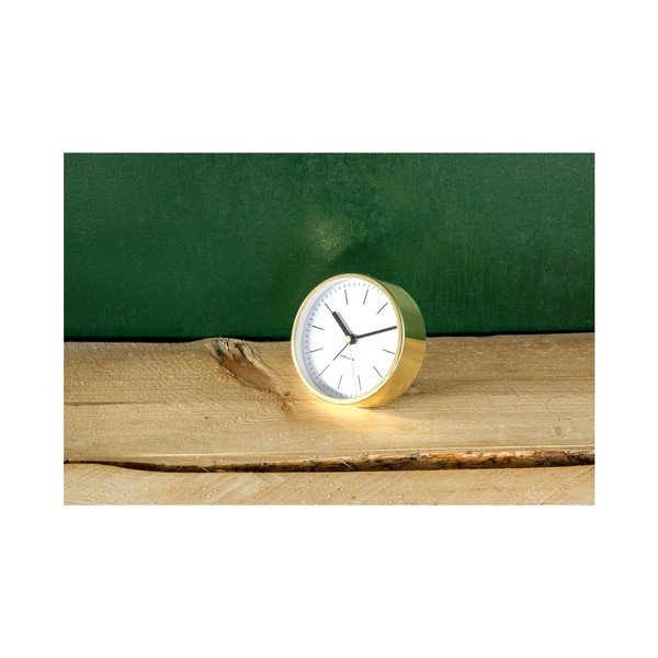 Balts galda pulkstenis ar zelta detaļām Karlsson Minimal, ⌀ 10 cm-image-2