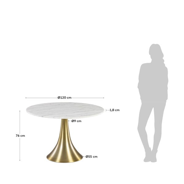 Balts apaļš ēdamgalds Kave Home, ø 120 cm-image-2