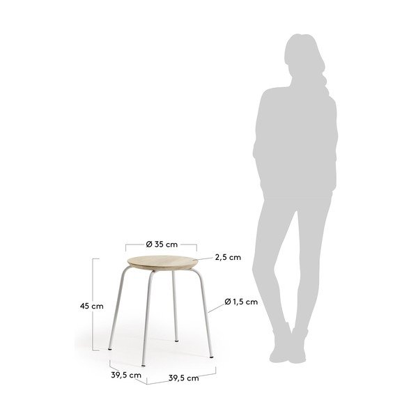 Balts metāla krēsls ar mango koka sēdekli Kave Home Nax-image-2