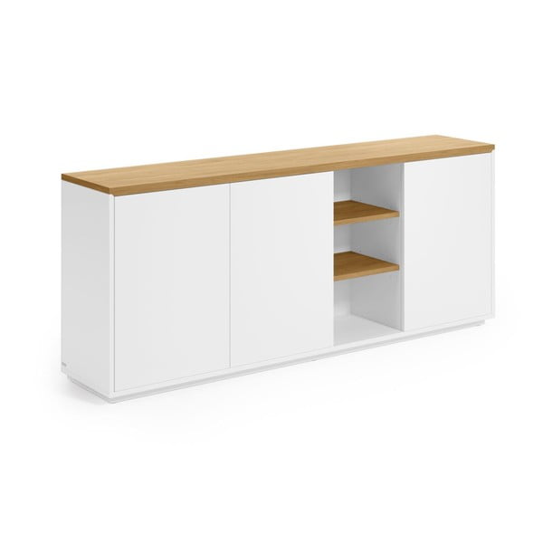 Balta kumode ar ozolkoka imitāciju 180x75x36 cm Abilen – Kave Home