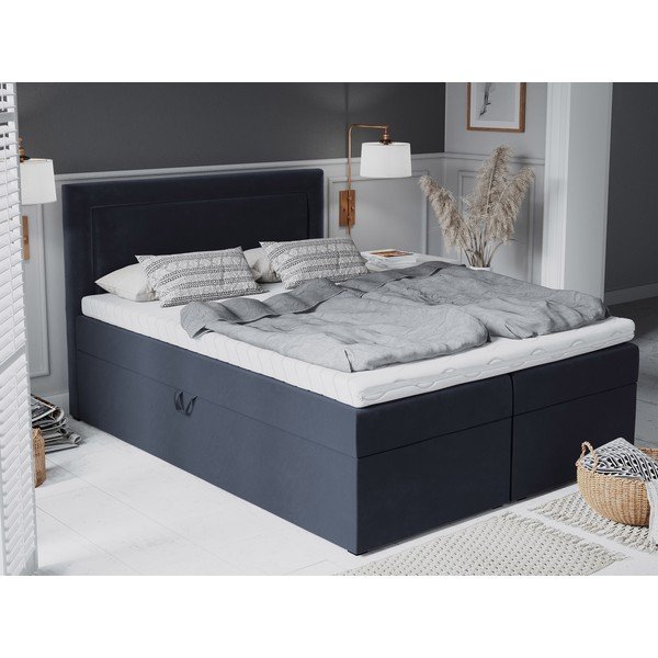 Tumši zila samta divguļamā gulta Mazzini Beds Yucca, 160 x 200 cm-image-4