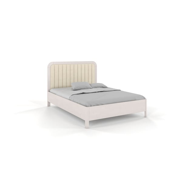 Balta/bēša dižskābarža masīvkoka divvietīga gulta 160x200 cm Modena – Skandica
